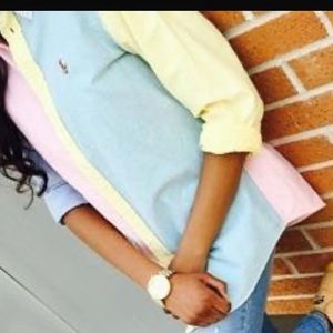 Color block polo button up